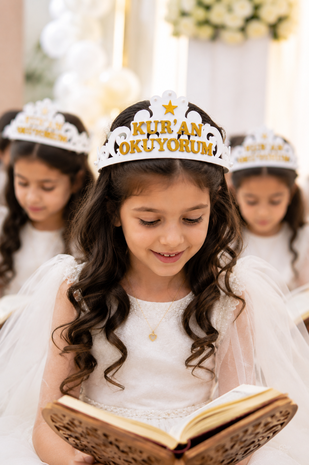 Kuran Tacı Keçe Kuran Okuyorum Kuran a Geçme Tacı Beyaz