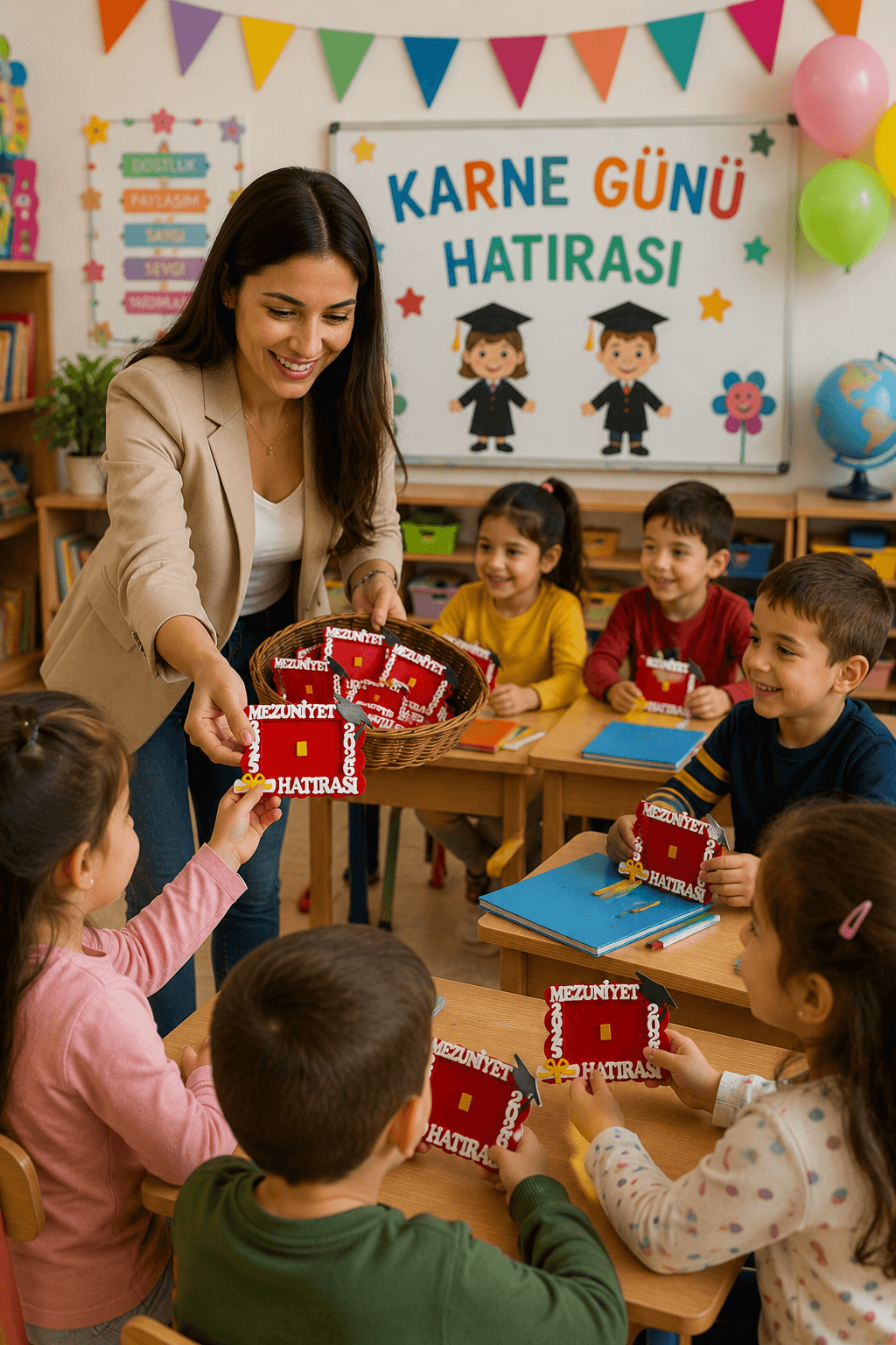 10 Adet Okul Öncesi Toplu Karne Hediyesi Keçe Mezuniyet Magneti