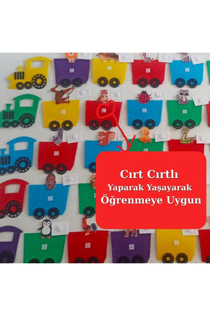 1. Sınıf İlk Okuma Yazma Cırt Cırtlı Keçe Harf Panosu – Hayvanlı Tren Seti (34 Parça) - Sınıf Ödül Panosu | Aydede Oyunevi