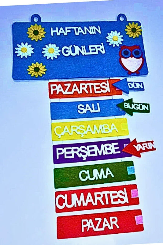 Cırt Cırtlı Haftanın Günleri Okul Öncesi Panosu Etkinlik Keçe Günler Panosu