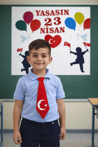 23 Nisan Gösteri Kostümü Okul Öncesi Erkek Keçe Kravat 6 Adet - 23 Nisan Hediyelik Okul Öncesi | Aydede Oyunevi