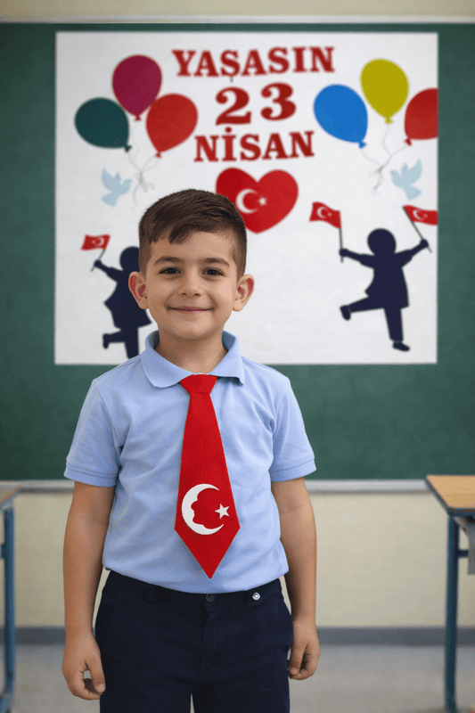 23 Nisan Gösteri Kostümü Okul Öncesi Erkek Keçe Kravat 6 Adet - 23 Nisan Hediyelik Okul Öncesi | Aydede Oyunevi