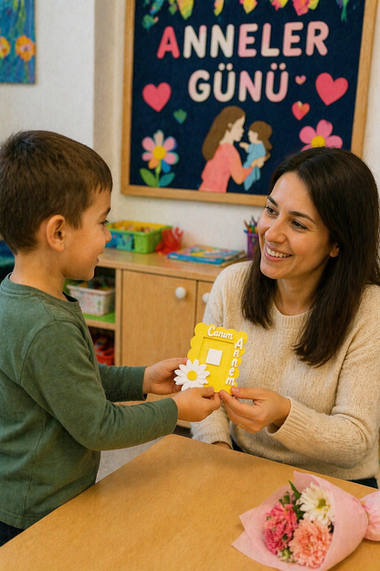 Anneler Günü Hediyesi Okul Öncesi Keçe Magnet Sarı 10 Adet