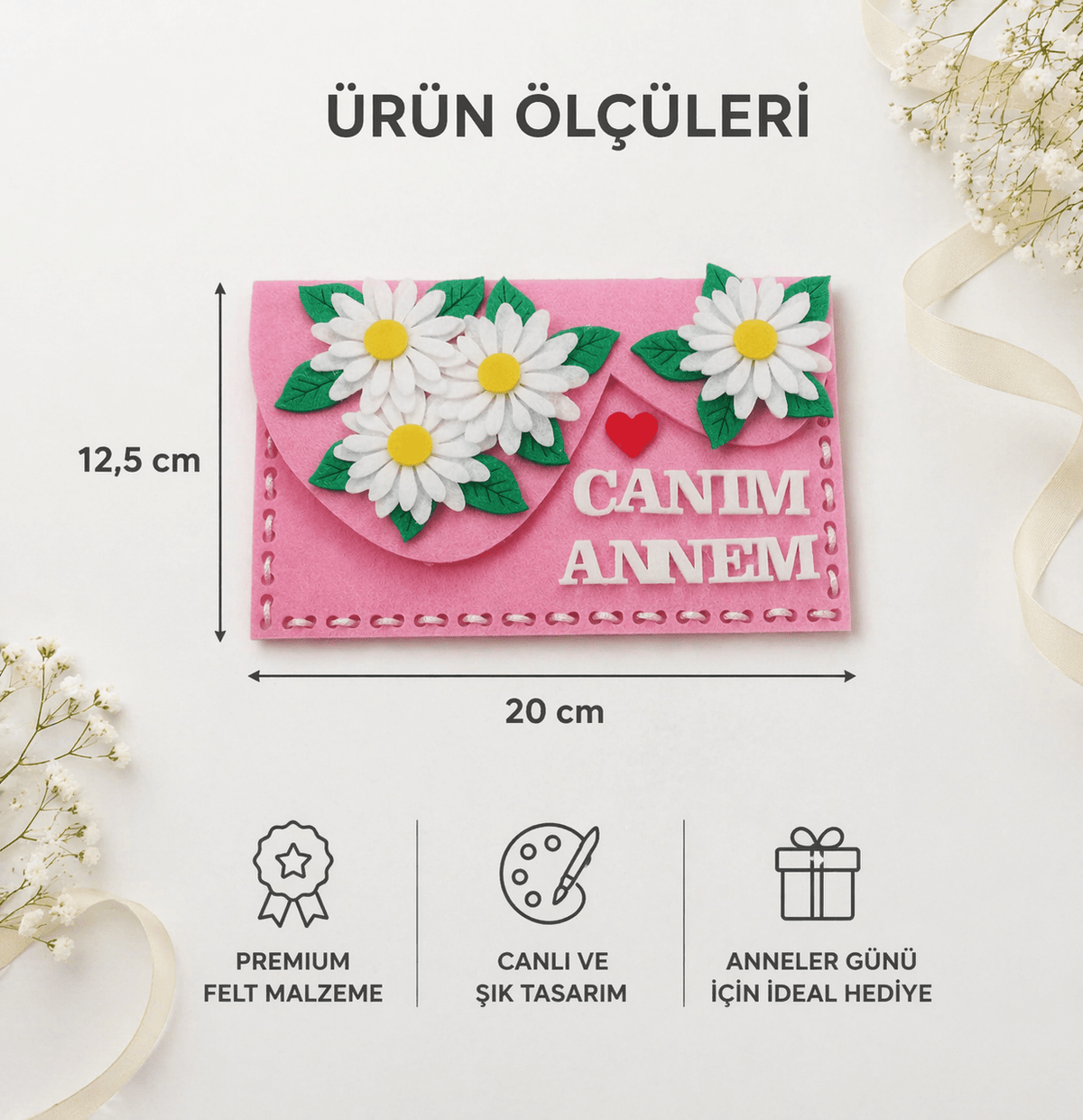 Anneler Günü Hediyesi Okul Öncesi Keçe Dikiş Etkinliği Cüzdan - anneler günü okul öncesi dikiş kiti | Aydede Oyunevi
