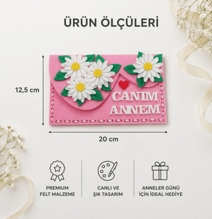 Anneler Günü Hediyesi Okul Öncesi Keçe Dikiş Etkinliği Cüzdan - anneler günü okul öncesi dikiş kiti | Aydede Oyunevi
