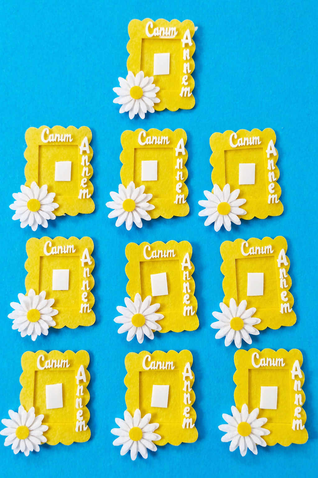 Anneler Günü Hediyesi Okul Öncesi Keçe Magnet Sarı 10 Adet
