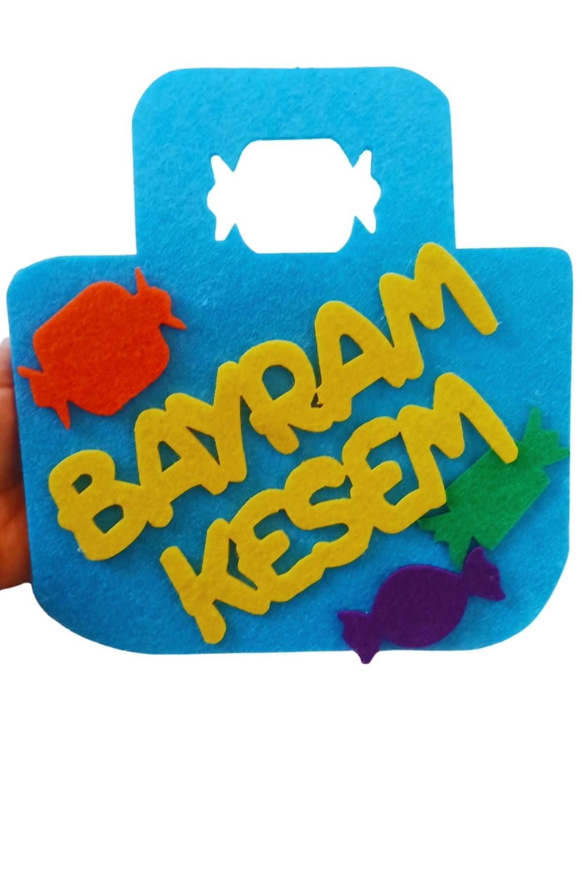 Bayram Kesesi Keçe Harçlık Kesesi Mavi