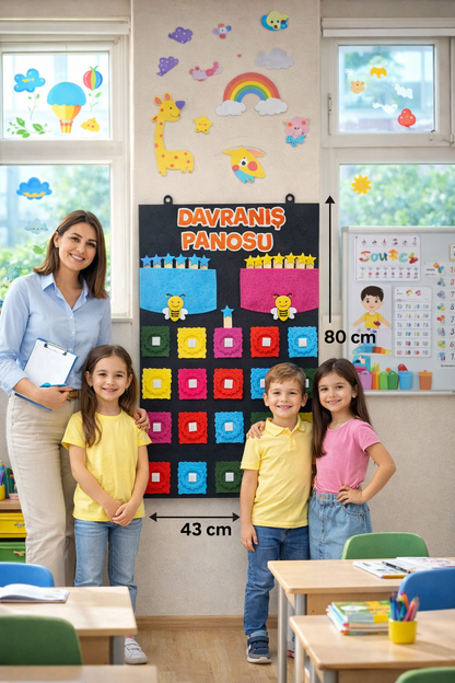 25 Kişilik Davranış Panosu – Keçeden Ödül Panosu | Okul Öncesi ve İlkokul