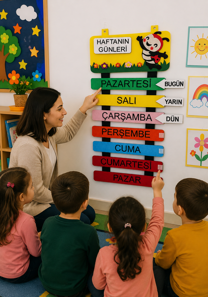 Haftanın Günleri Keçe Pano Sınıf Panosu İlkokul Okul Öncesi 1. 2. Sınıf