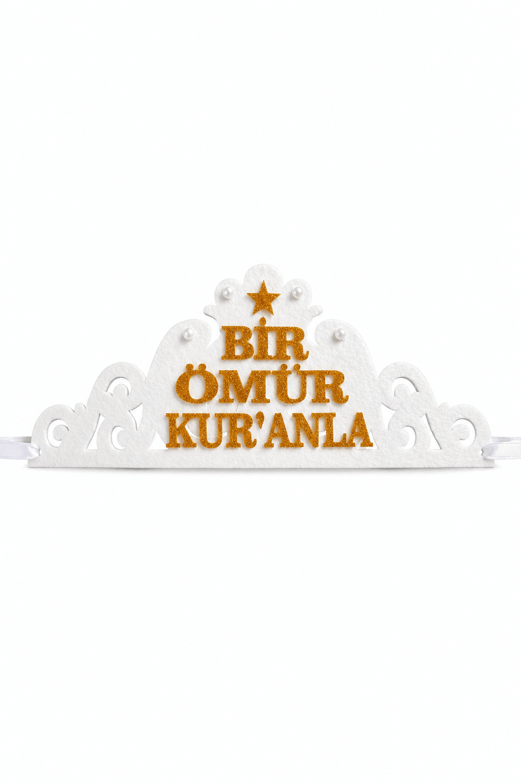Kuran Tacı Keçe Bir Ömür Kuranla Kurana Geçme Tacı Beyaz - kuran tacı | Aydede Oyunevi