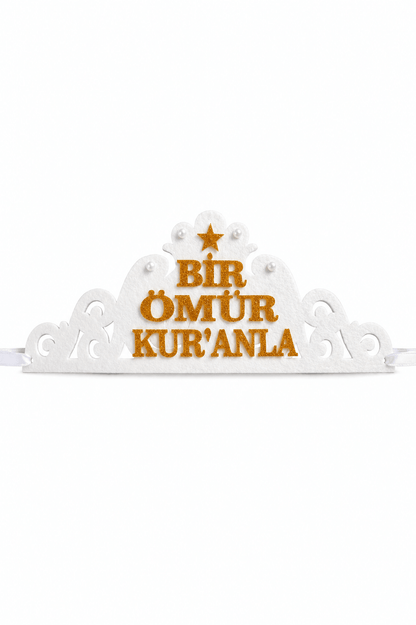 Kuran Tacı Keçe Bir Ömür Kuranla Kurana Geçme Tacı Beyaz - kuran tacı | Aydede Oyunevi