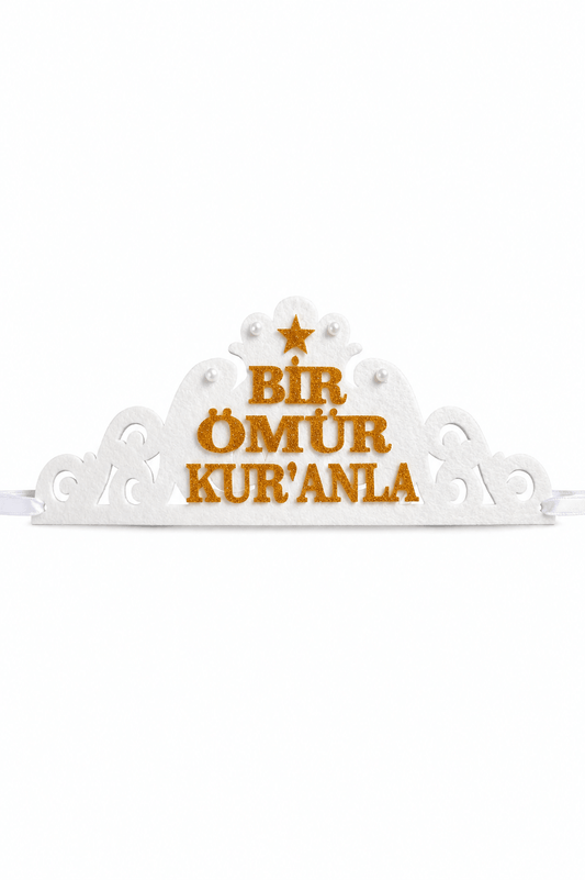 Kuran Tacı Keçe Bir Ömür Kuranla Kurana Geçme Tacı Beyaz - kuran tacı | Aydede Oyunevi