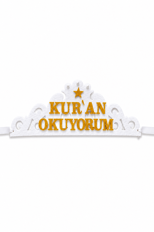 Kuran Tacı Keçe Kuran Okuyorum Kuran a Geçme Tacı Beyaz - kuran tacı | Aydede Oyunevi