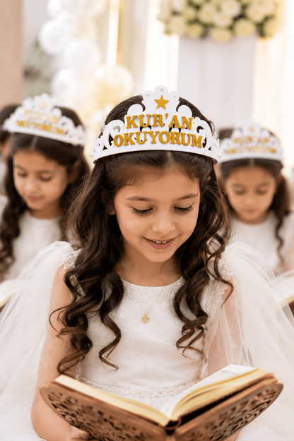Kuran Tacı Keçe Kuran Okuyorum Kuran a Geçme Tacı Beyaz - kuran tacı | Aydede Oyunevi