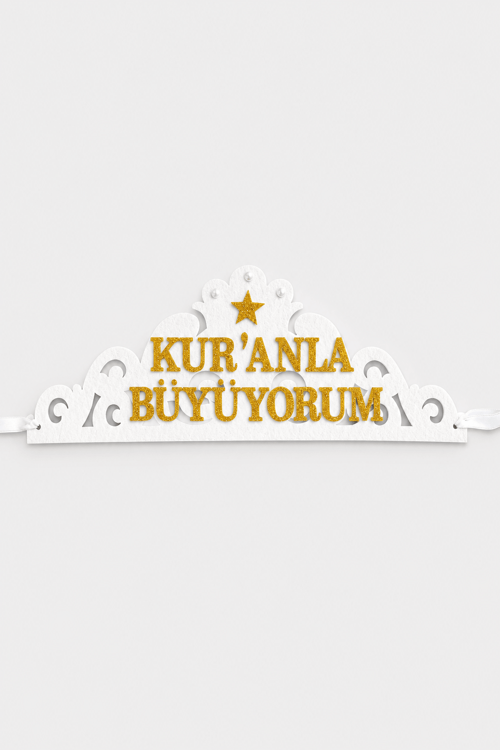Kuran Tacı Keçe Kuranla Büyüyorum Kurana Geçme Tacı Beyaz - kuran tacı | Aydede Oyunevi