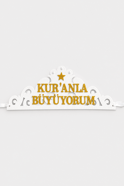 Kuran Tacı Keçe Kuranla Büyüyorum Kurana Geçme Tacı Beyaz - kuran tacı | Aydede Oyunevi