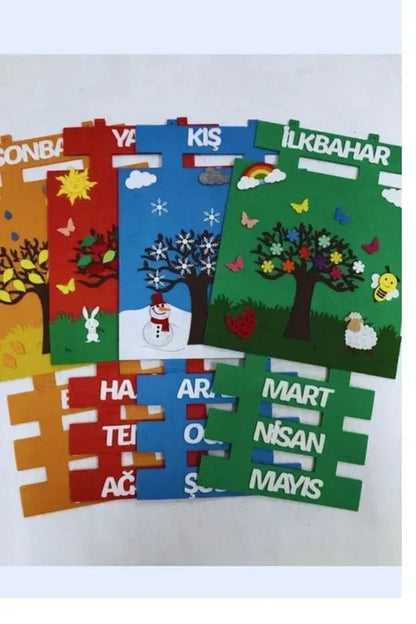 Mevsimler Panosu | Keçe 4 Mevsim Şeridi Pano - Okul Öncesi ve İlkokul