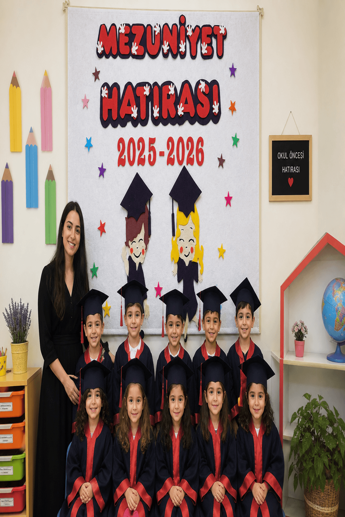 Okul Öncesi Mezuniyet Panosu Hazır Keçe 2025-2026 Hatırası