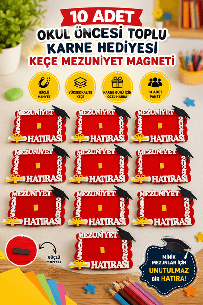 okul öncesi karne hediyeleri mezuniyet hediyesi keçe kırmızı