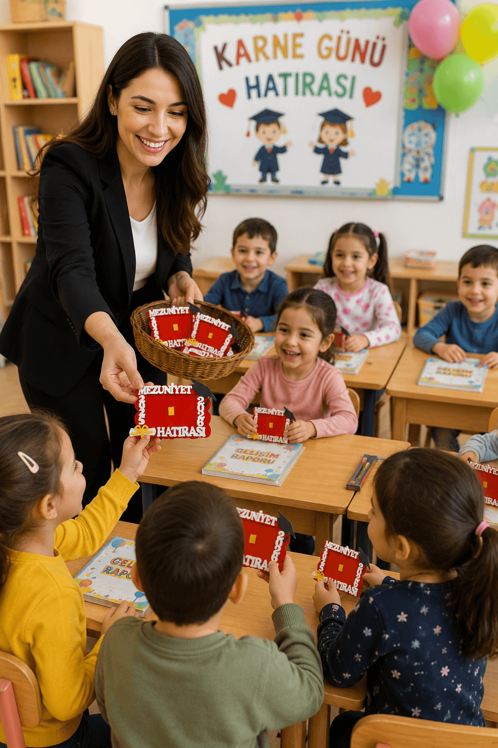 10 Adet Okul Öncesi Toplu Karne Hediyesi Keçe Mezuniyet Magneti