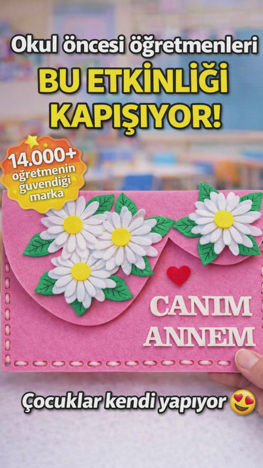 Anneler Günü Hediyesi Okul Öncesi Keçe Dikiş Etkinliği Cüzdan