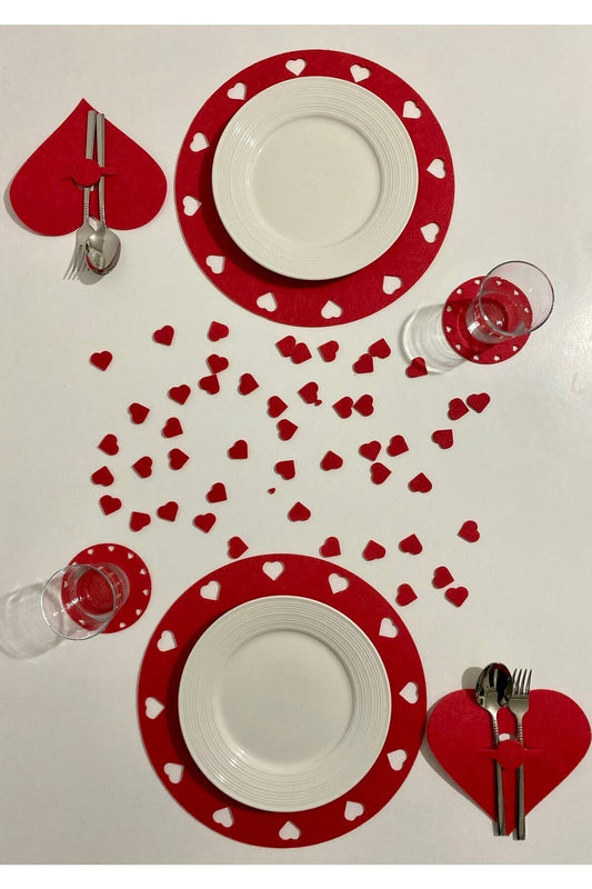 Sevgililer Günü 2 Kişilik Kalpli Supla- Amerikan Servis Set (6 PARÇA) - Amerikan Servis ve Supla Seti | Aydede Oyunevi