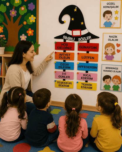 Sihirli Sözler Keçe Pano Sınıf Panosu İlkokul Okul Öncesi 1. 2. Sınıf - Sınıf Ödül Panosu | Aydede Oyunevi