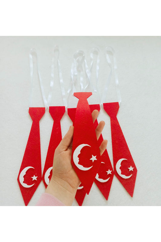 23 Nisan Gösteri Kostümü Okul Öncesi Erkek Keçe Kravat 6 Adet