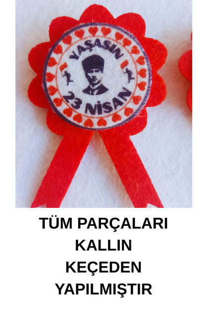 23 Nisan Rozeti Yaka Rozeti Öğrenci Sınıf 10 Adet Keçe